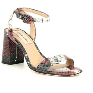 Antonio Milani Women’s Gwyn All leather Snake Print Block Heel Sandal Size 6
